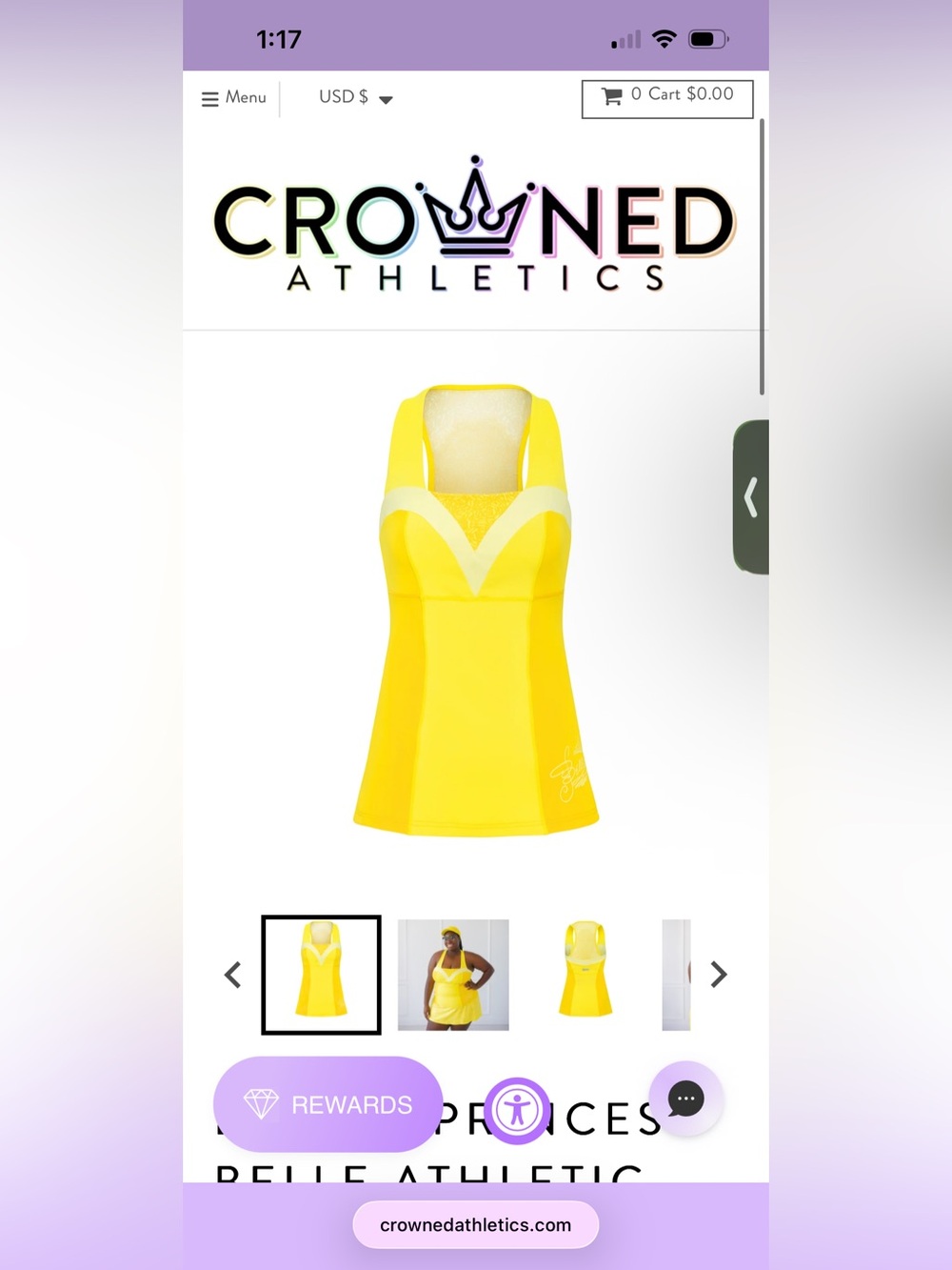 Crowned Athletics Women’s Yellow Belle Athletic Tank Top Like New! small